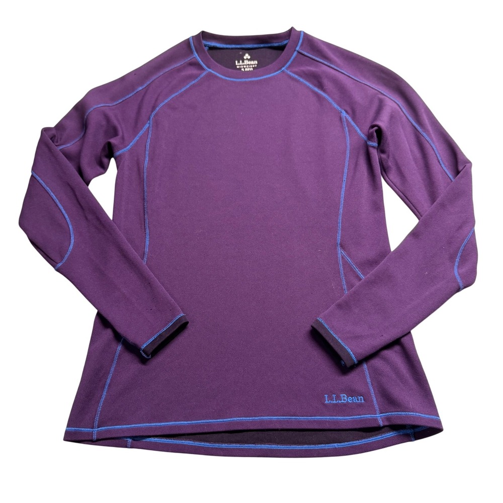 LL Bean Midweight Base Layer Top Purple Long Sleeve Crewneck Small Gorpcore